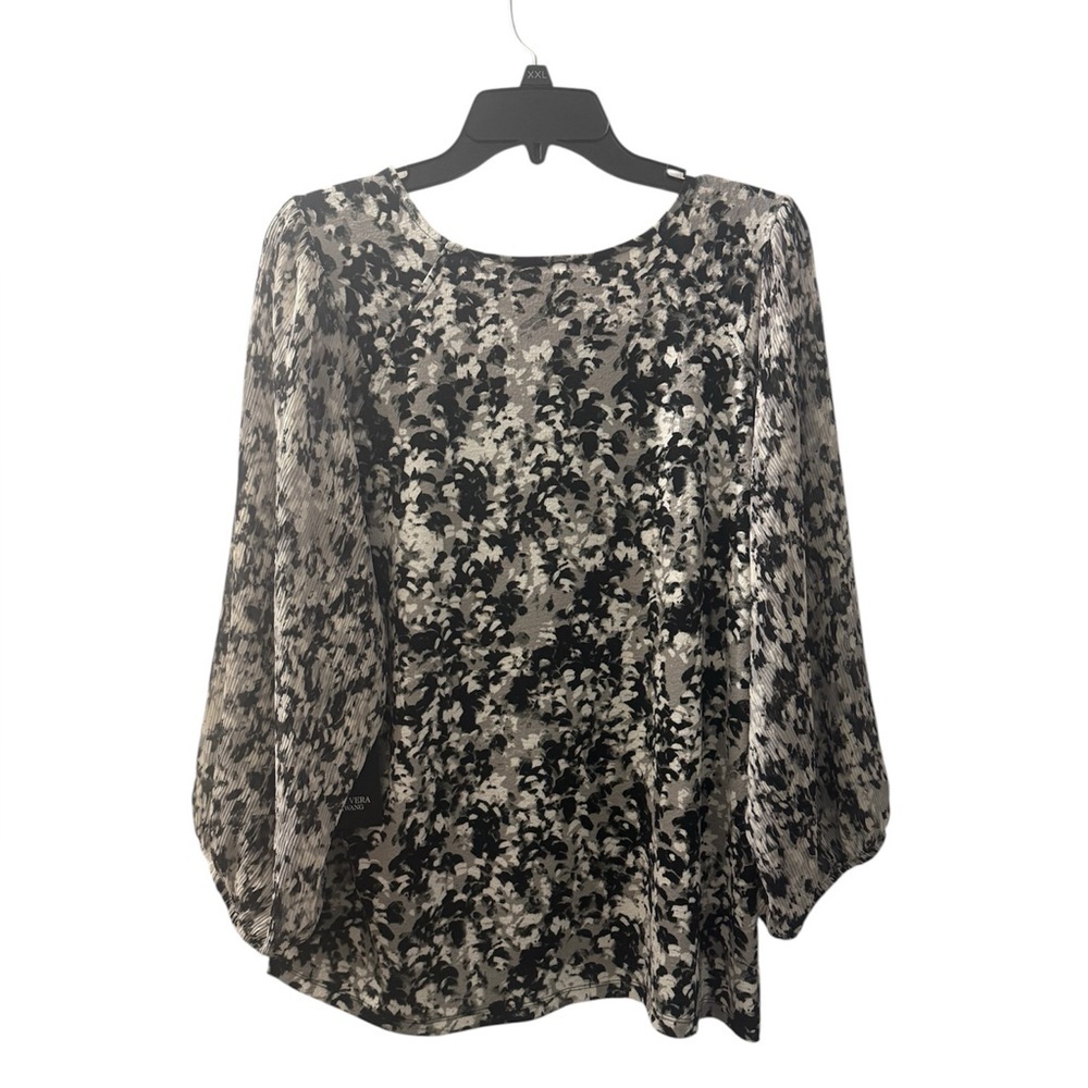 Simply Vera Vera Wang Black, White & Gray Floral Blouse Size XXL Women’s Top - Picture 2 of 15